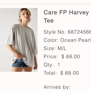 SOLD NWOT Free People Harvey Tee M/L, Ocean Pearl